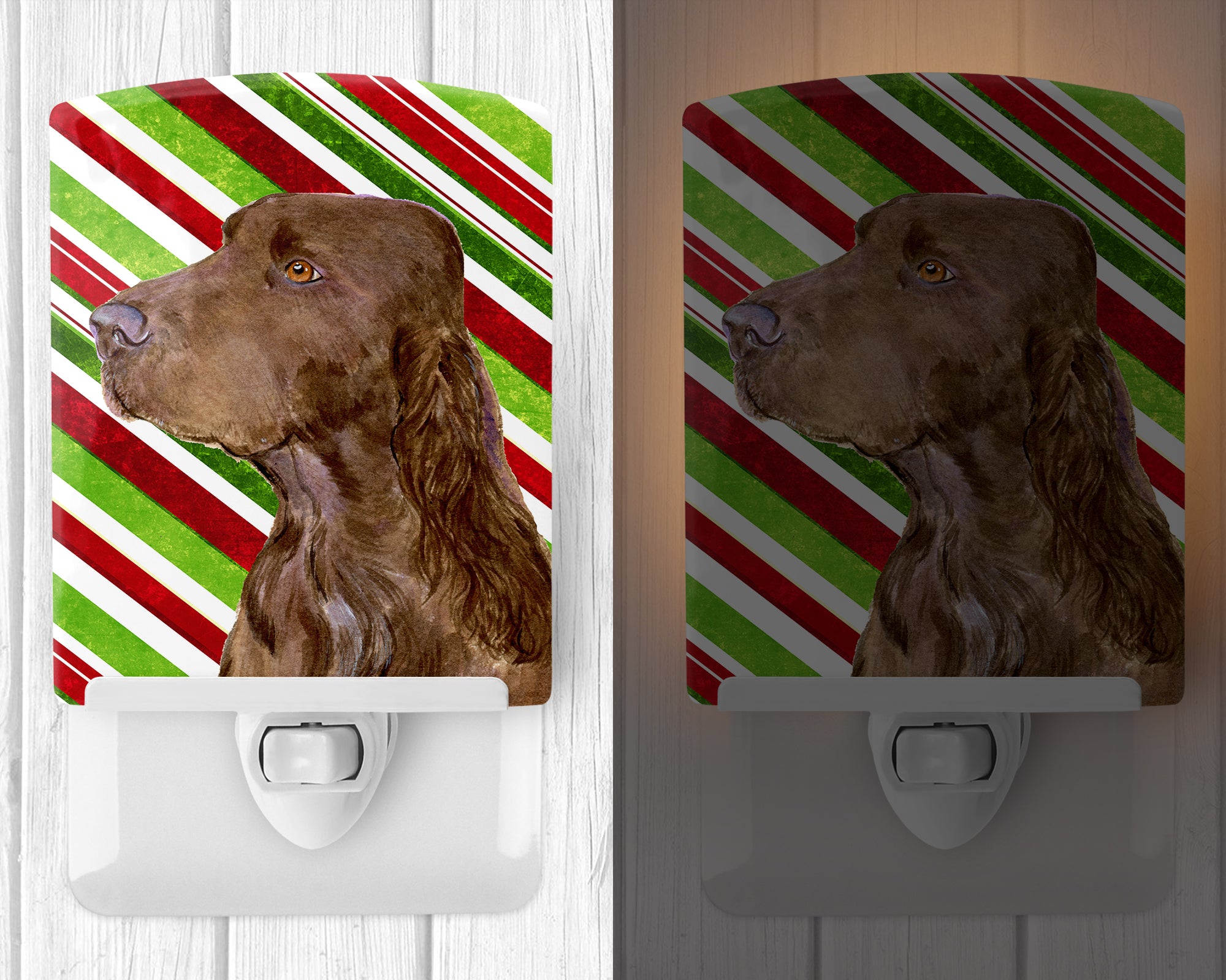 Field Spaniel Candy Cane Holiday Christmas Ceramic Night Light SS4594CNL - the-store.com