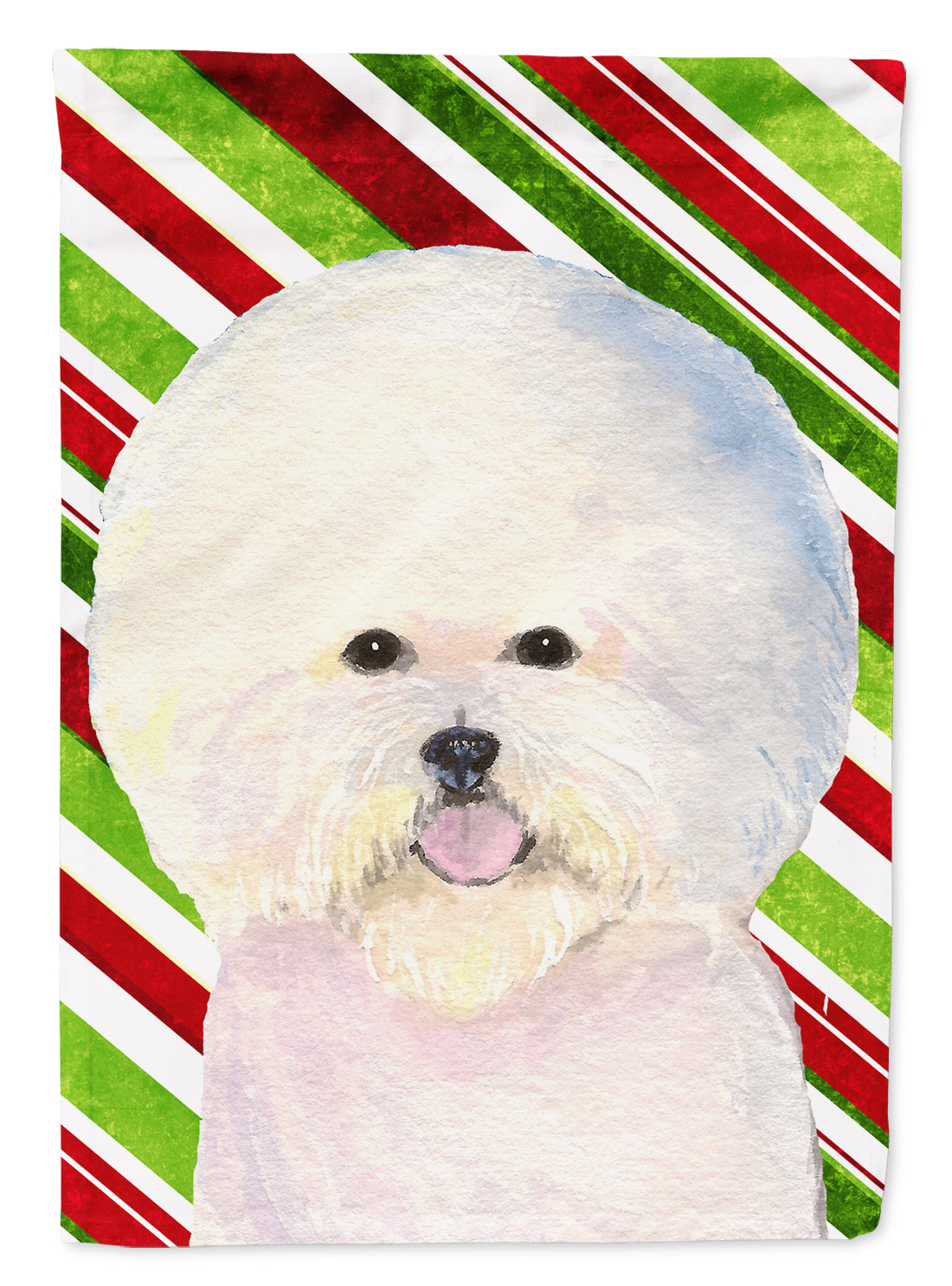 Bichon Frise Candy Cane Holiday Christmas Flag Canvas House Size  the-store.com.