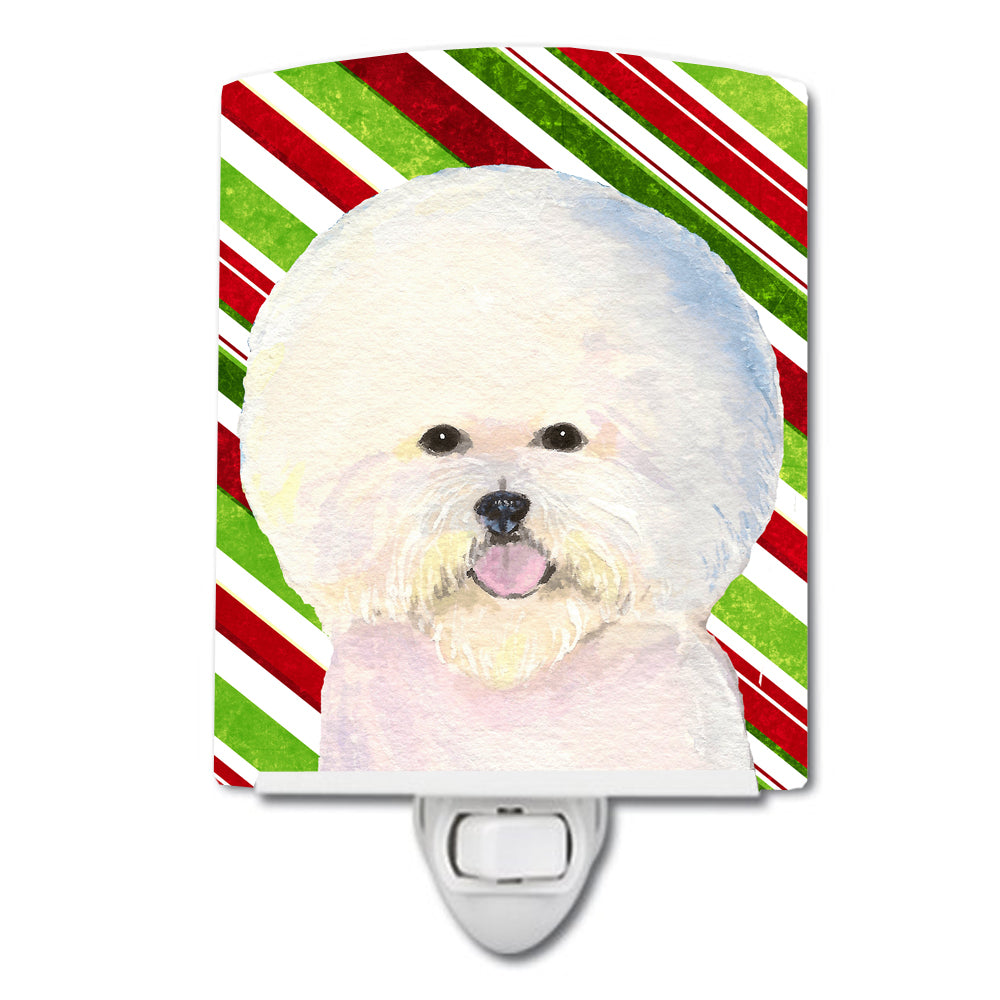 Bichon Frise Candy Cane Holiday Christmas Ceramic Night Light SS4595CNL - the-store.com