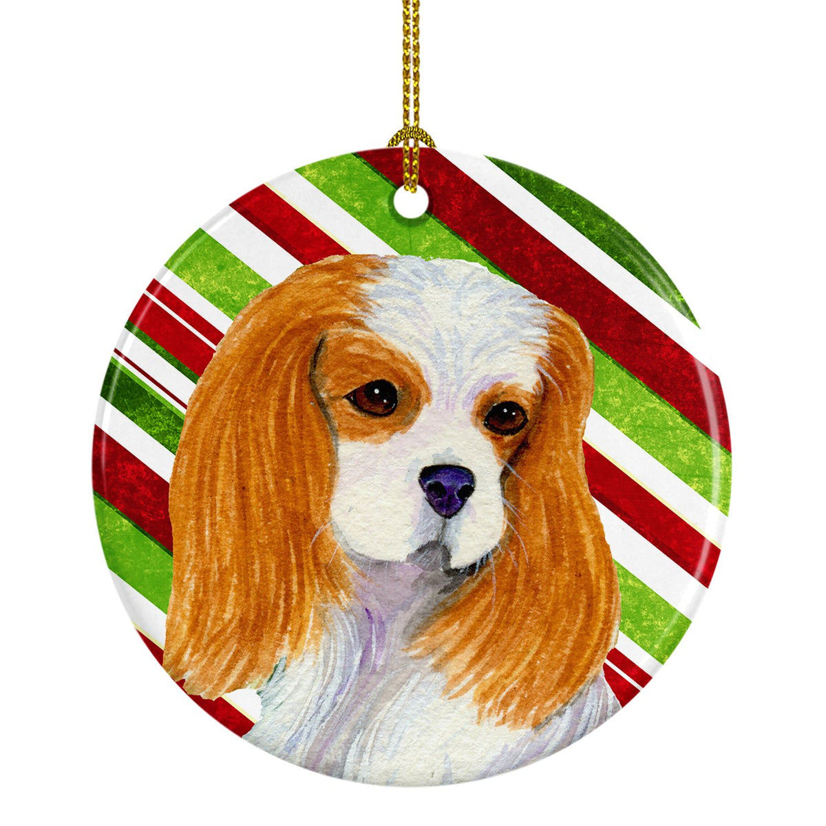 Cavalier Spaniel Candy Cane Holiday Christmas Ceramic Ornament SS4596 by Caroline&#39;s Treasures