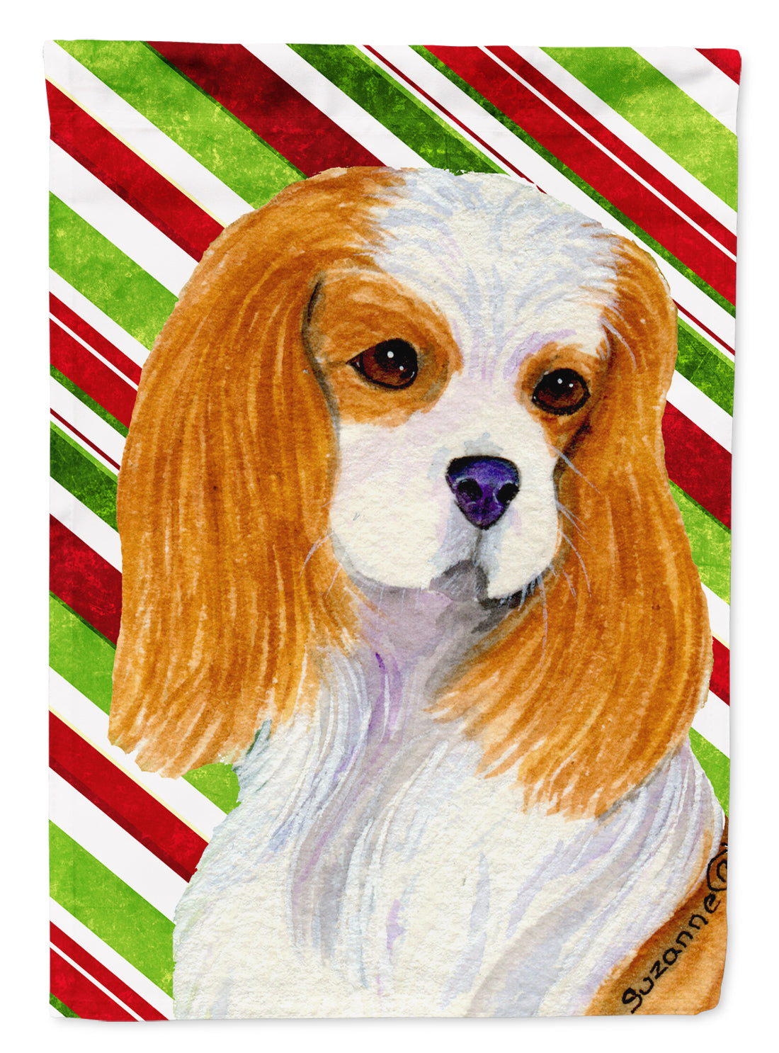 Cavalier Spaniel Candy Cane Holiday Christmas Flag Canvas House Size  the-store.com.