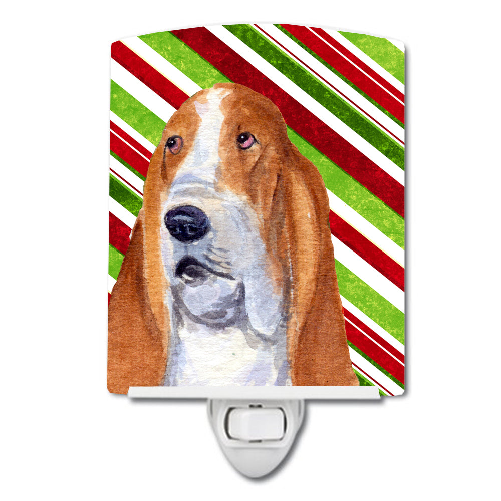 Basset Hound Candy Cane Holiday Christmas Ceramic Night Light SS4597CNL - the-store.com