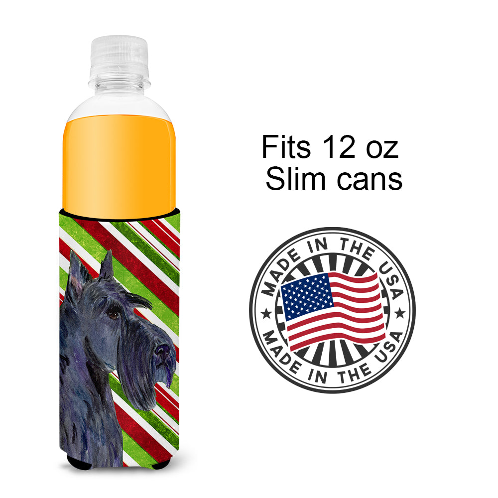 Scottish Terrier Candy Cane Holiday Christmas Ultra Beverage Insulators for slim cans SS4598MUK.