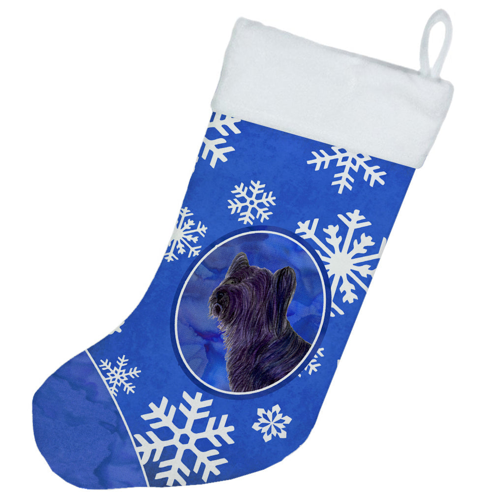 Skye Terrier Winter Snowflakes Christmas Stocking SS4601  the-store.com.