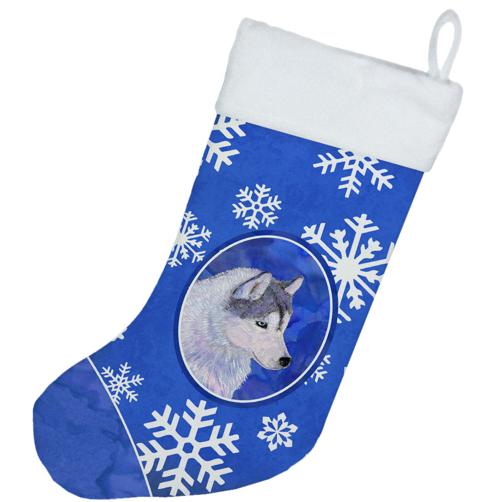 Siberian Husky Winter Snowflakes Christmas Stocking SS4602  the-store.com.