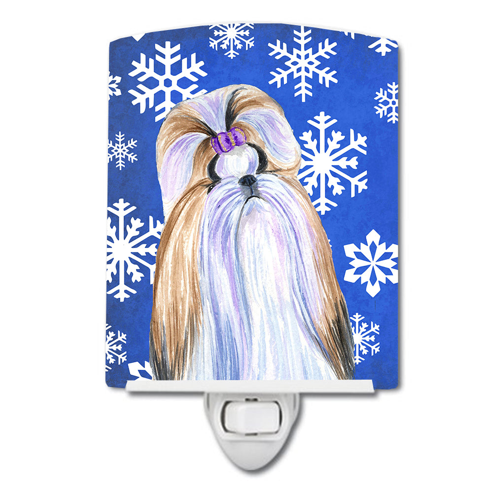 Shih Tzu Winter Snowflakes Holiday Ceramic Night Light SS4603CNL - the-store.com