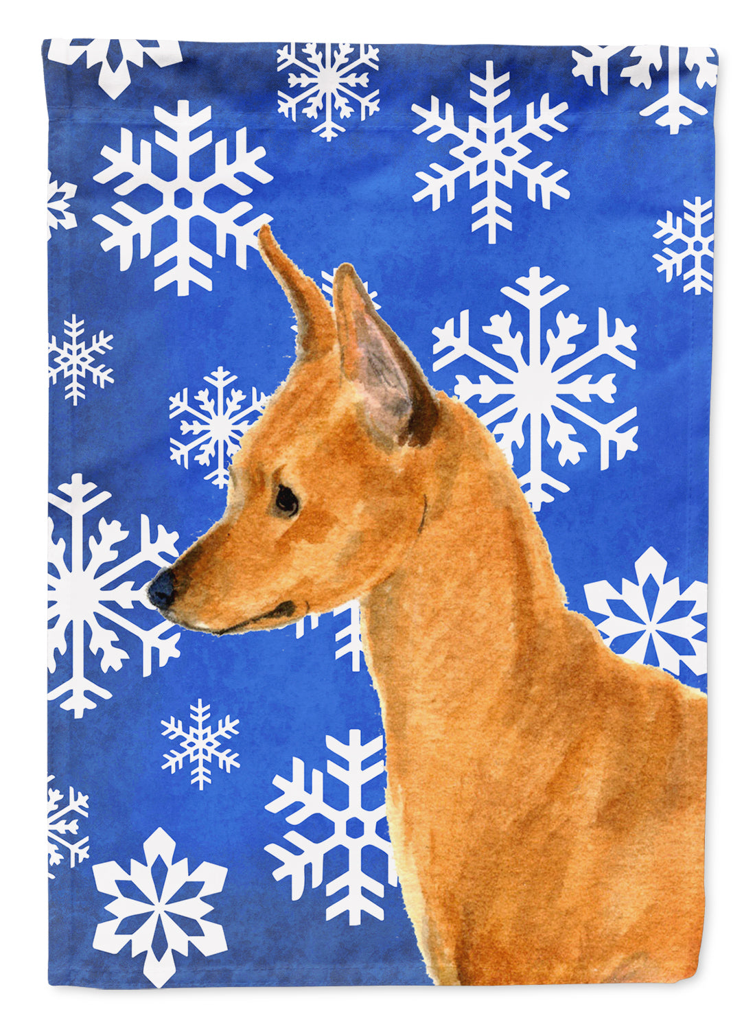 Min Pin Winter Snowflakes Holiday Flag Garden Size.