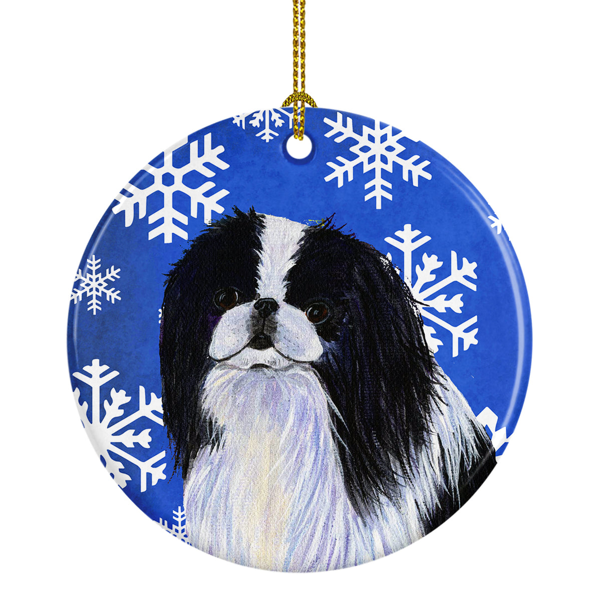 Japanese Chin Winter Snowflakes Holiday Christmas Ceramic Ornament SS4605 - the-store.com