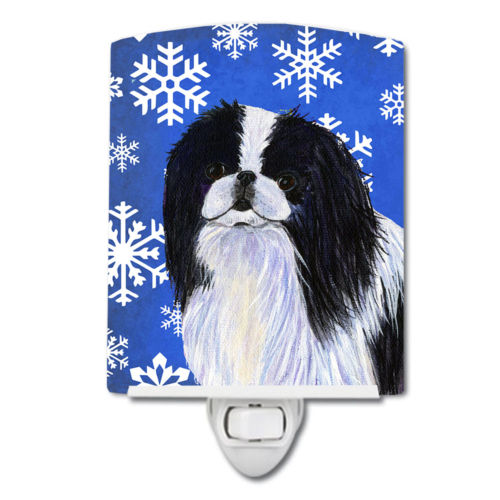 Japanese Chin Winter Snowflakes Holiday Ceramic Night Light SS4605CNL - the-store.com