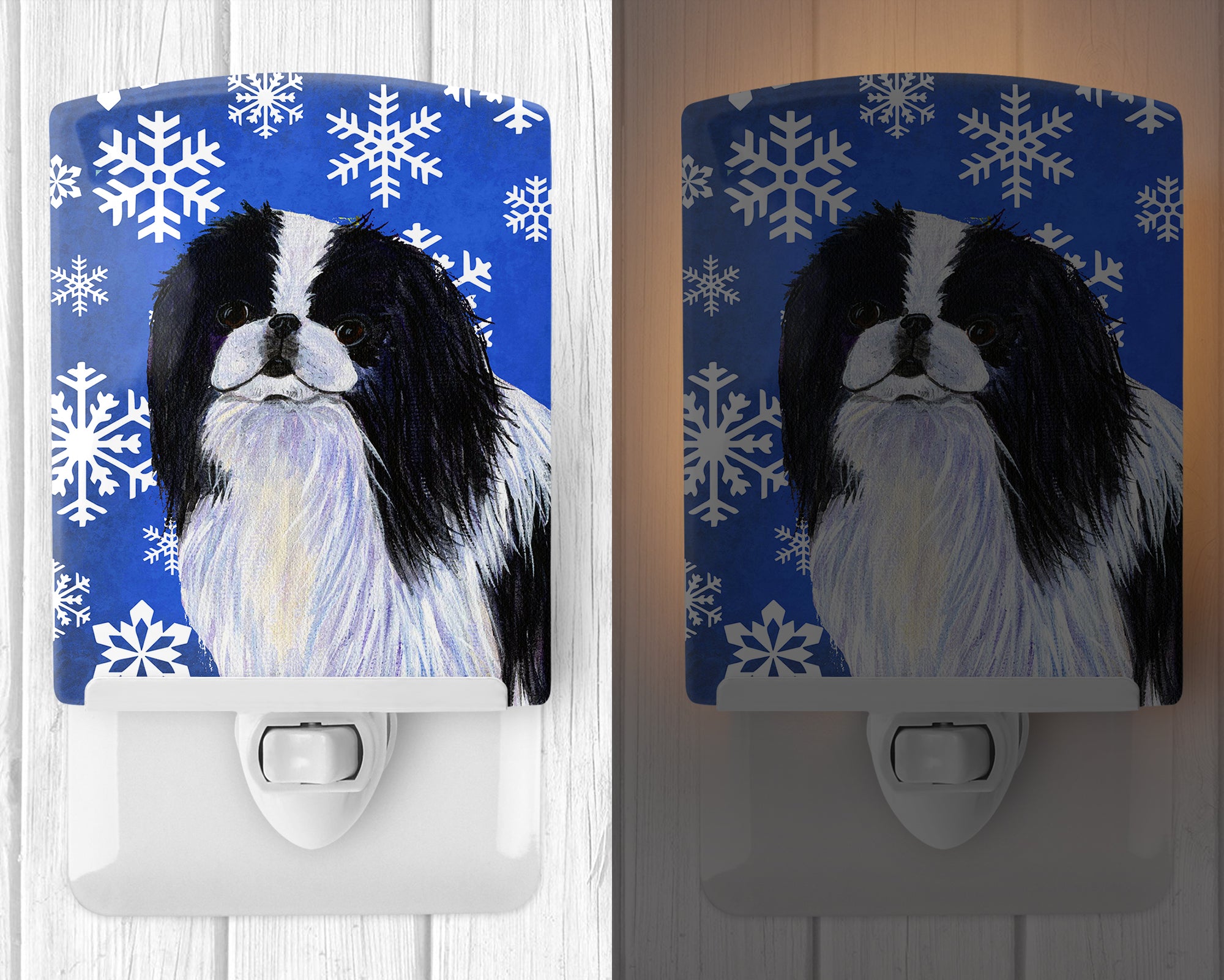 Japanese Chin Winter Snowflakes Holiday Ceramic Night Light SS4605CNL - the-store.com