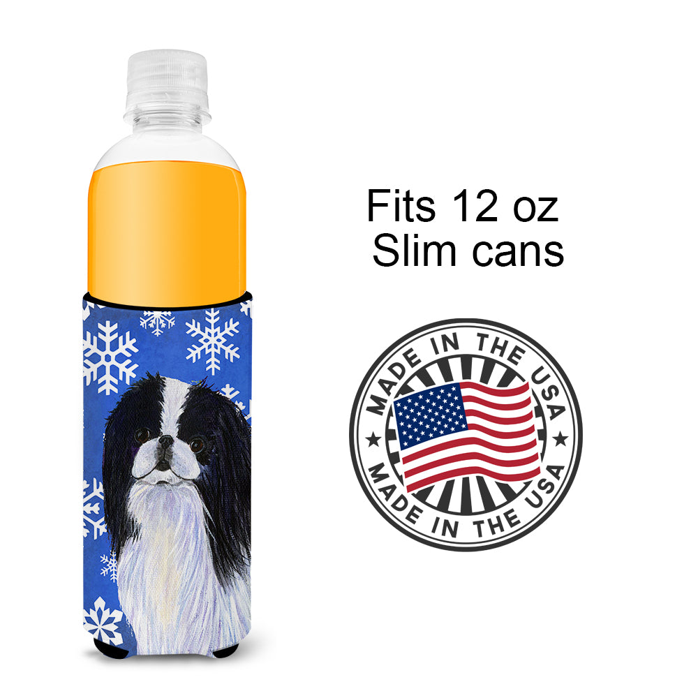 Japanese Chin Winter Snowflakes Holiday Ultra Beverage Insulators for slim cans SS4605MUK.