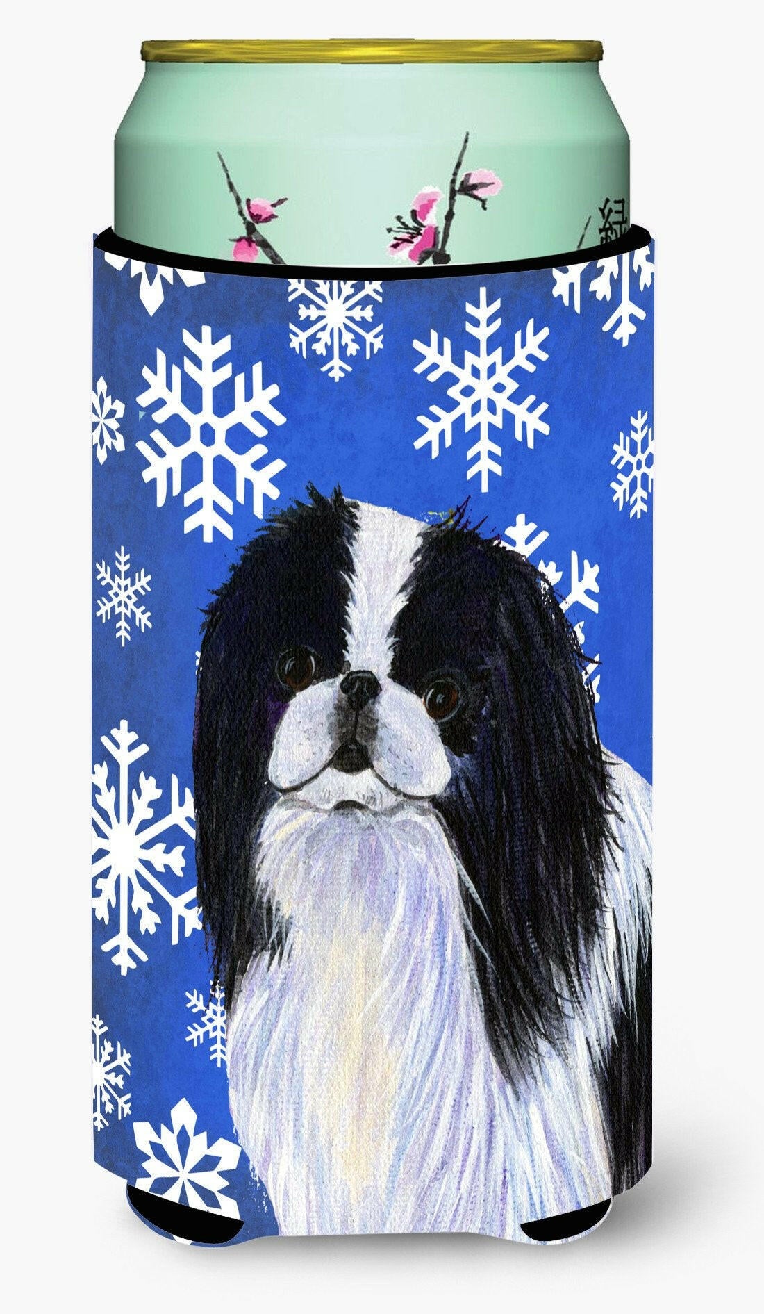 Japanese Chin Winter Snowflakes Holiday  Tall Boy Beverage Insulator Beverage Insulator Hugger by Caroline's Treasures