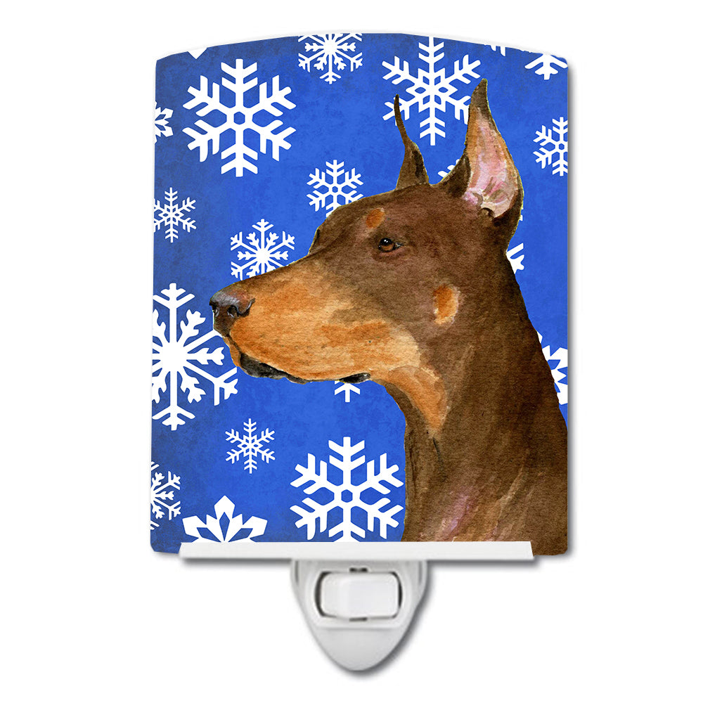 Doberman Winter Snowflakes Holiday Ceramic Night Light SS4606CNL - the-store.com