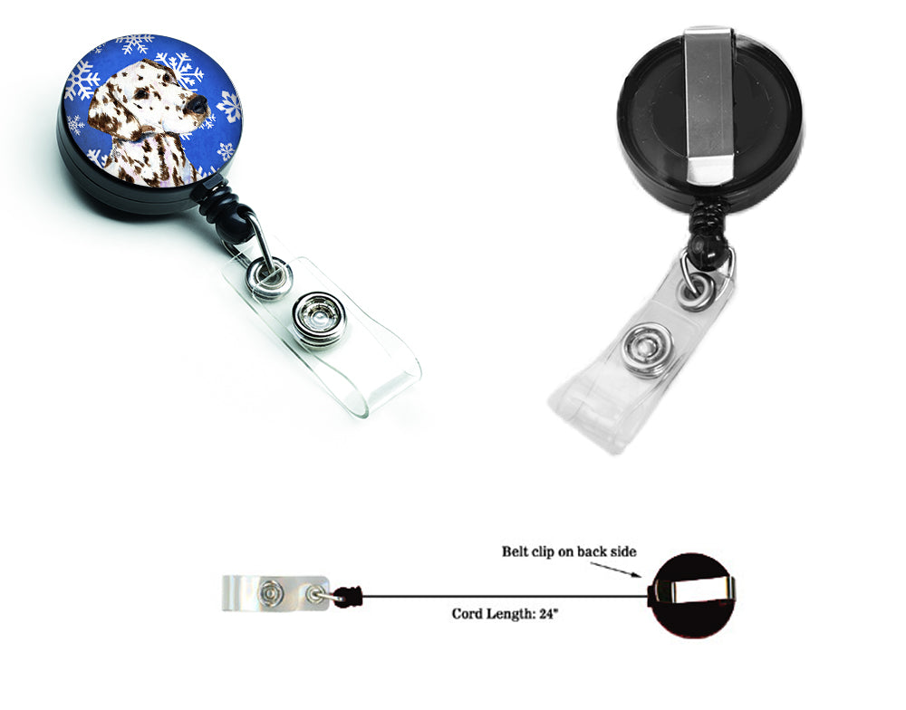 Dalmatian Winter Snowflakes Holiday Retractable Badge Reel SS4607BR  the-store.com.