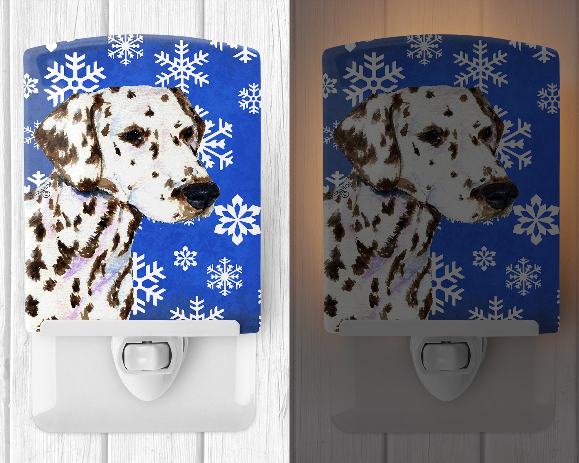 Dalmatian Winter Snowflakes Holiday Ceramic Night Light SS4607CNL - the-store.com