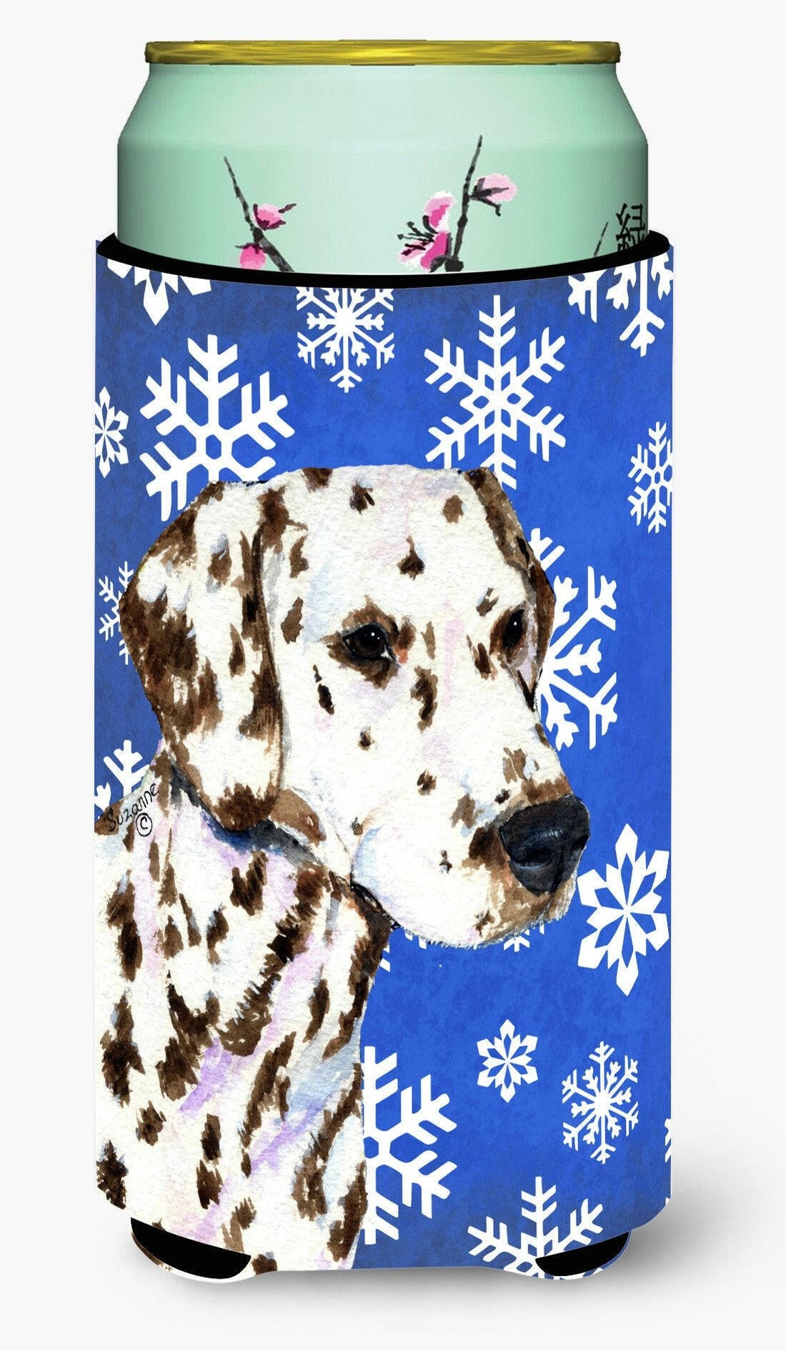 Dalmatian Winter Snowflakes Holiday  Tall Boy Beverage Insulator Beverage Insulator Hugger by Caroline's Treasures