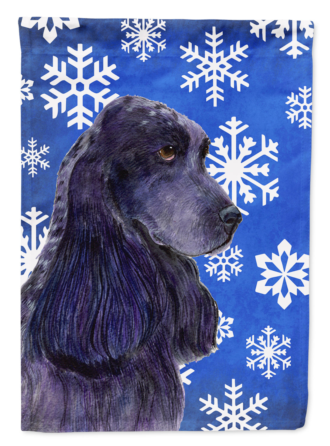 Cocker Spaniel Winter Snowflakes Holiday Flag Canvas House Size  the-store.com.