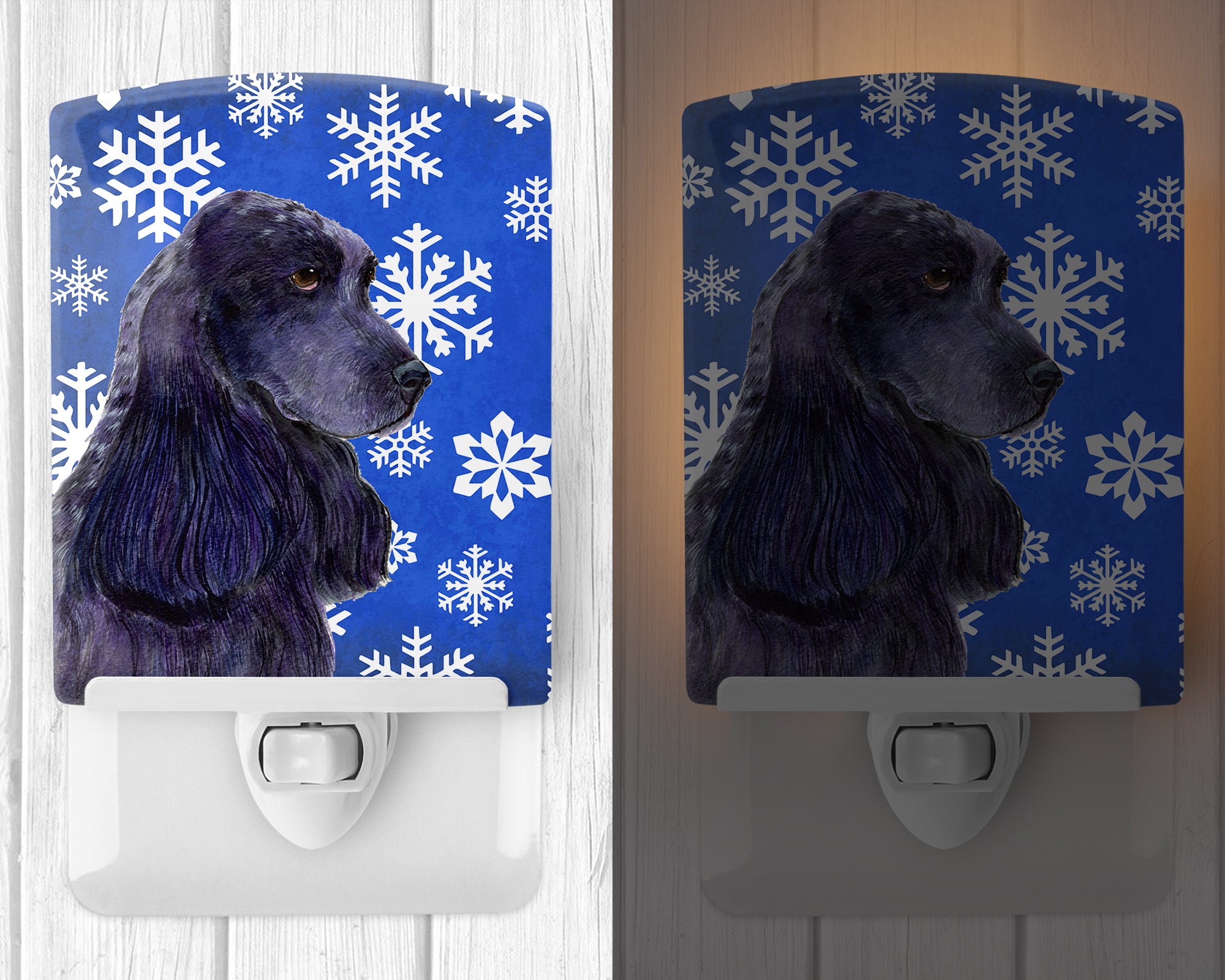 Cocker Spaniel Winter Snowflakes Holiday Ceramic Night Light SS4609CNL - the-store.com