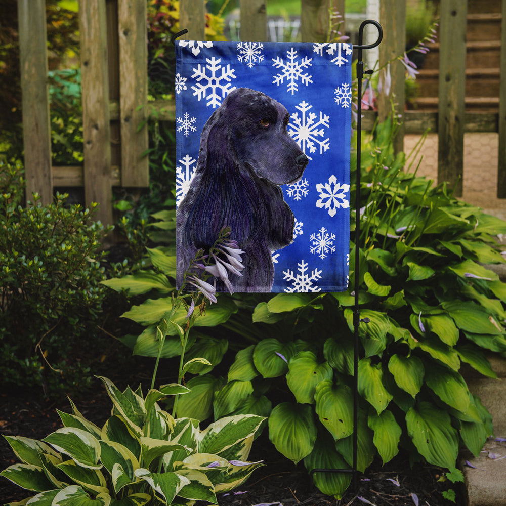 Cocker Spaniel Winter Snowflakes Holiday Flag Garden Size.