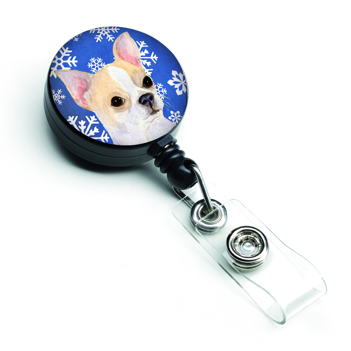 Chihuahua Winter Snowflakes Holiday Retractable Badge Reel SS4612BR  the-store.com.