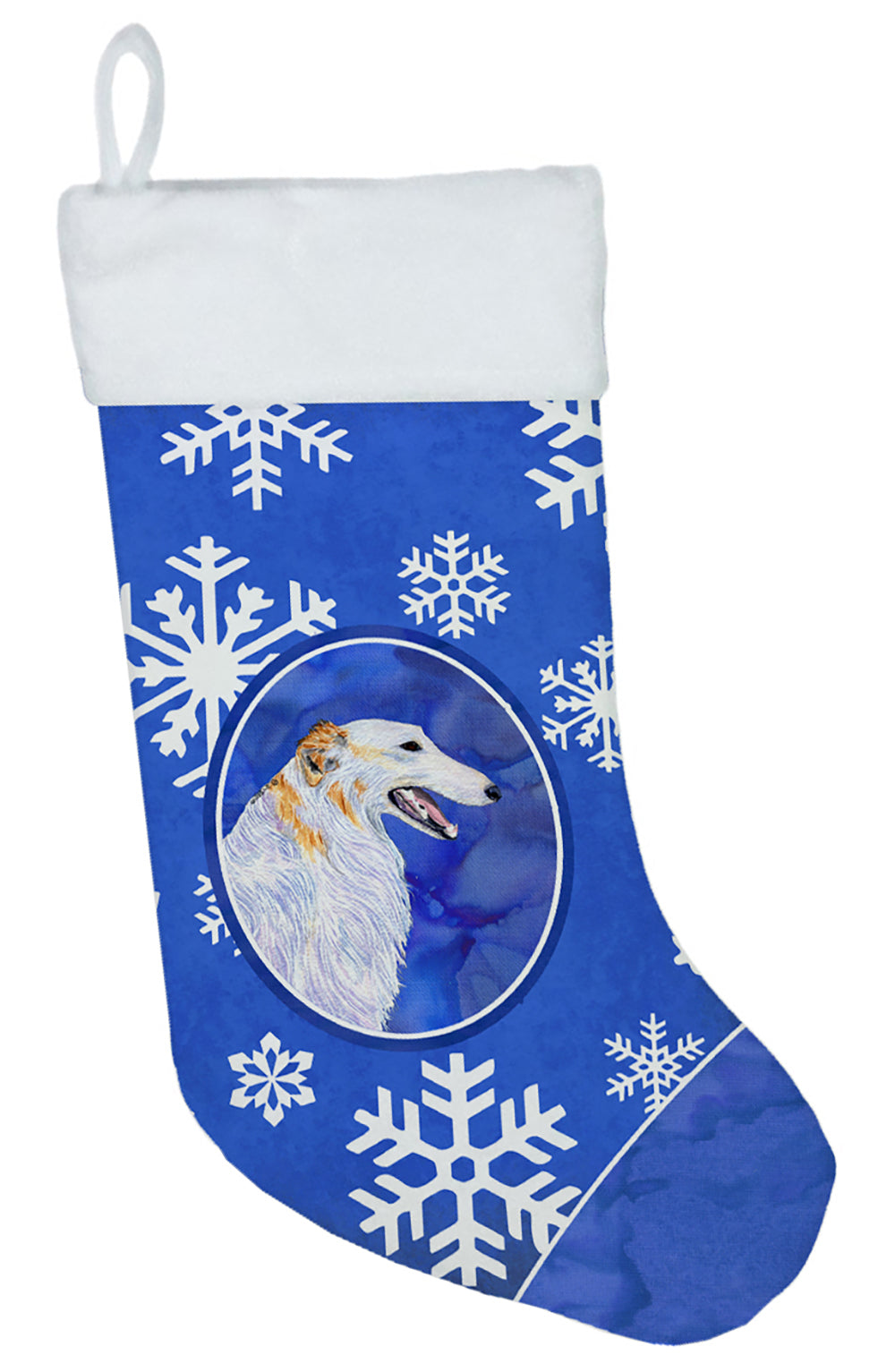 Borzoi Winter Snowflakes Christmas Stocking SS4613  the-store.com.