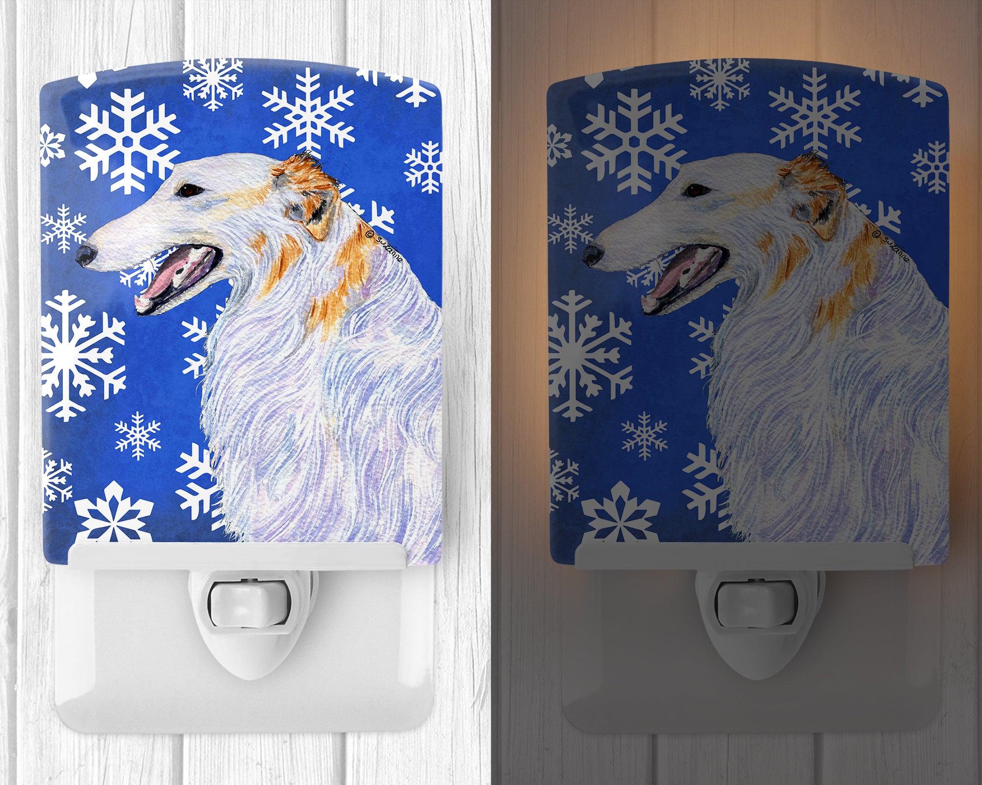 Borzoi Winter Snowflakes Holiday Ceramic Night Light SS4613CNL - the-store.com