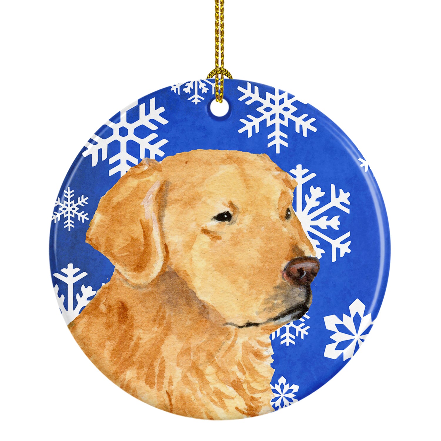 Golden Retriever Winter Snowflakes Holiday Christmas Ceramic Ornament SS4614 - the-store.com