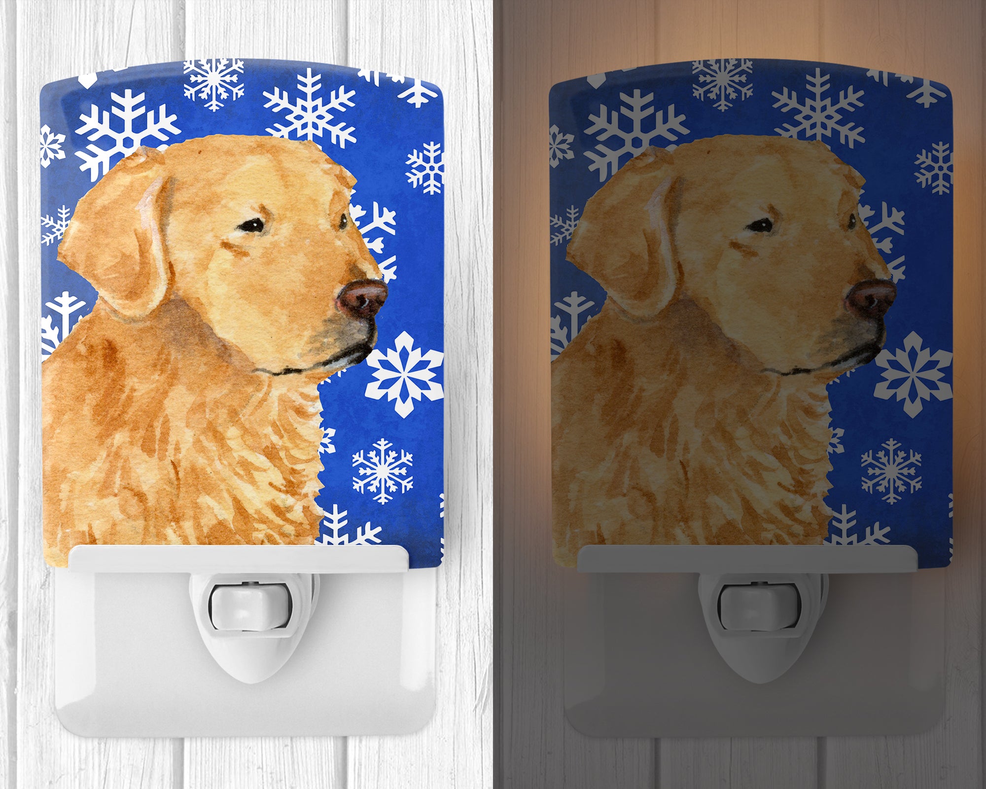 Golden Retriever Winter Snowflakes Holiday Ceramic Night Light SS4614CNL - the-store.com