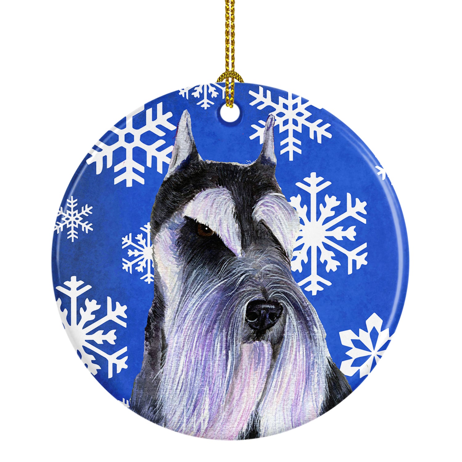 Schnauzer Winter Snowflakes Holiday Christmas Ceramic Ornament SS4615 - the-store.com