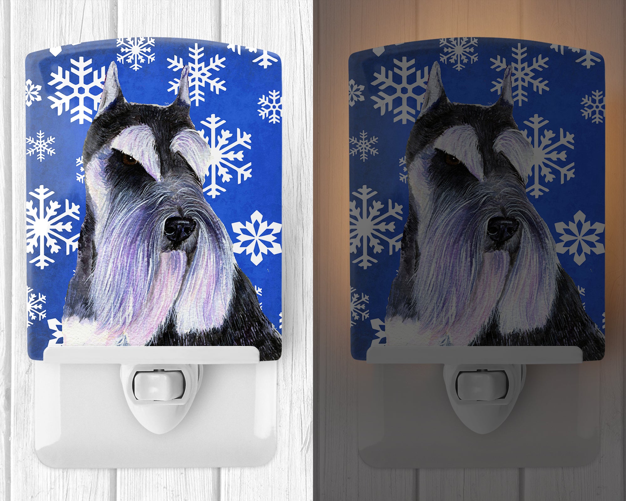 Schnauzer Winter Snowflakes Holiday Ceramic Night Light SS4615CNL - the-store.com