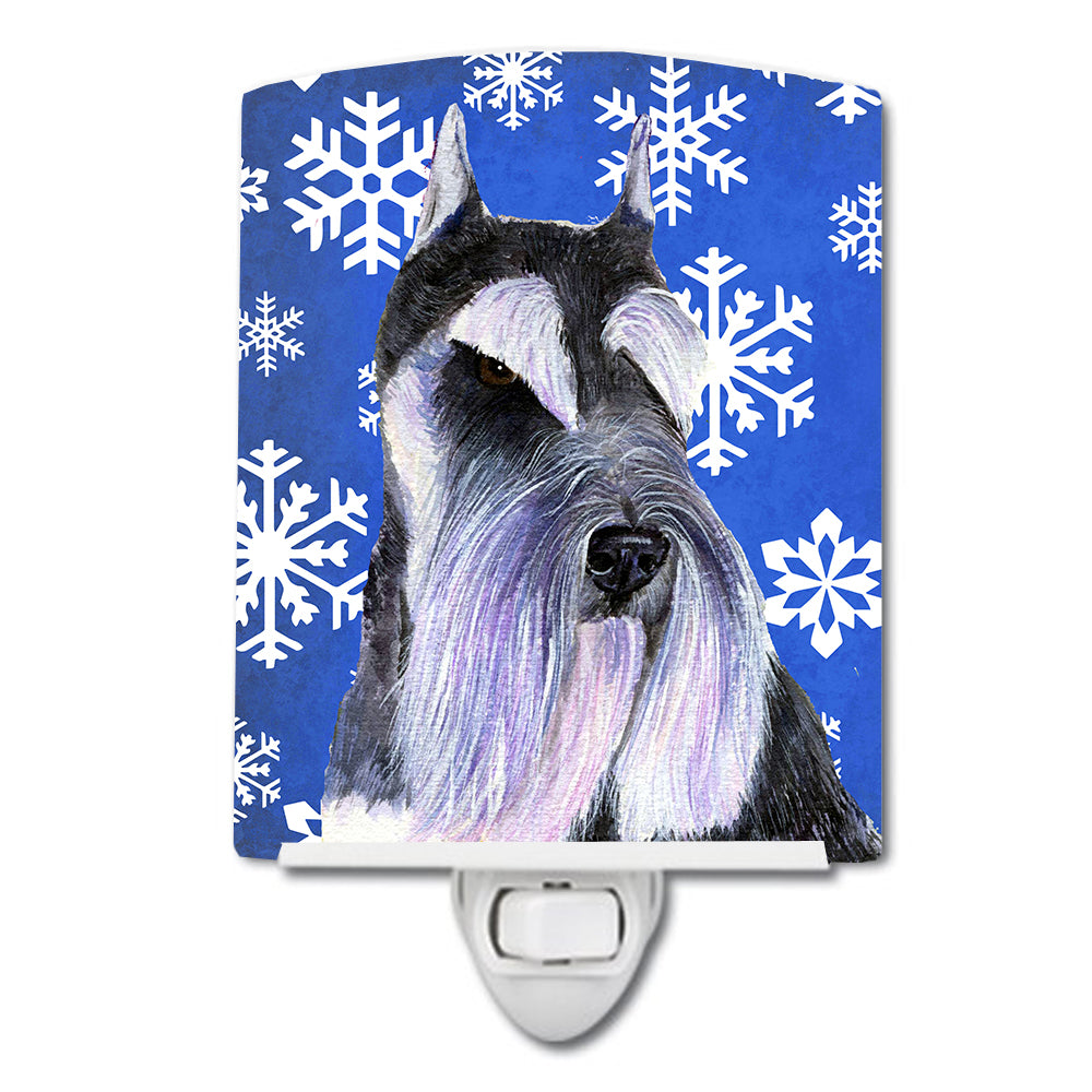 Schnauzer Winter Snowflakes Holiday Ceramic Night Light SS4615CNL - the-store.com