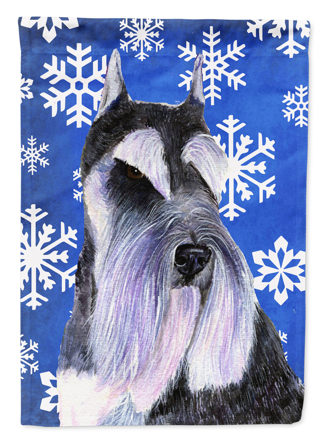 Schnauzer Winter Snowflakes Holiday Flag Garden Size.