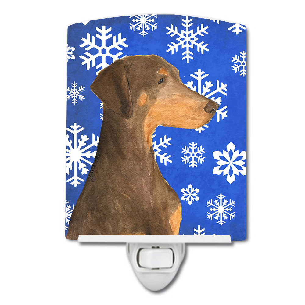 Doberman Winter Snowflakes Holiday Ceramic Night Light SS4617CNL - the-store.com