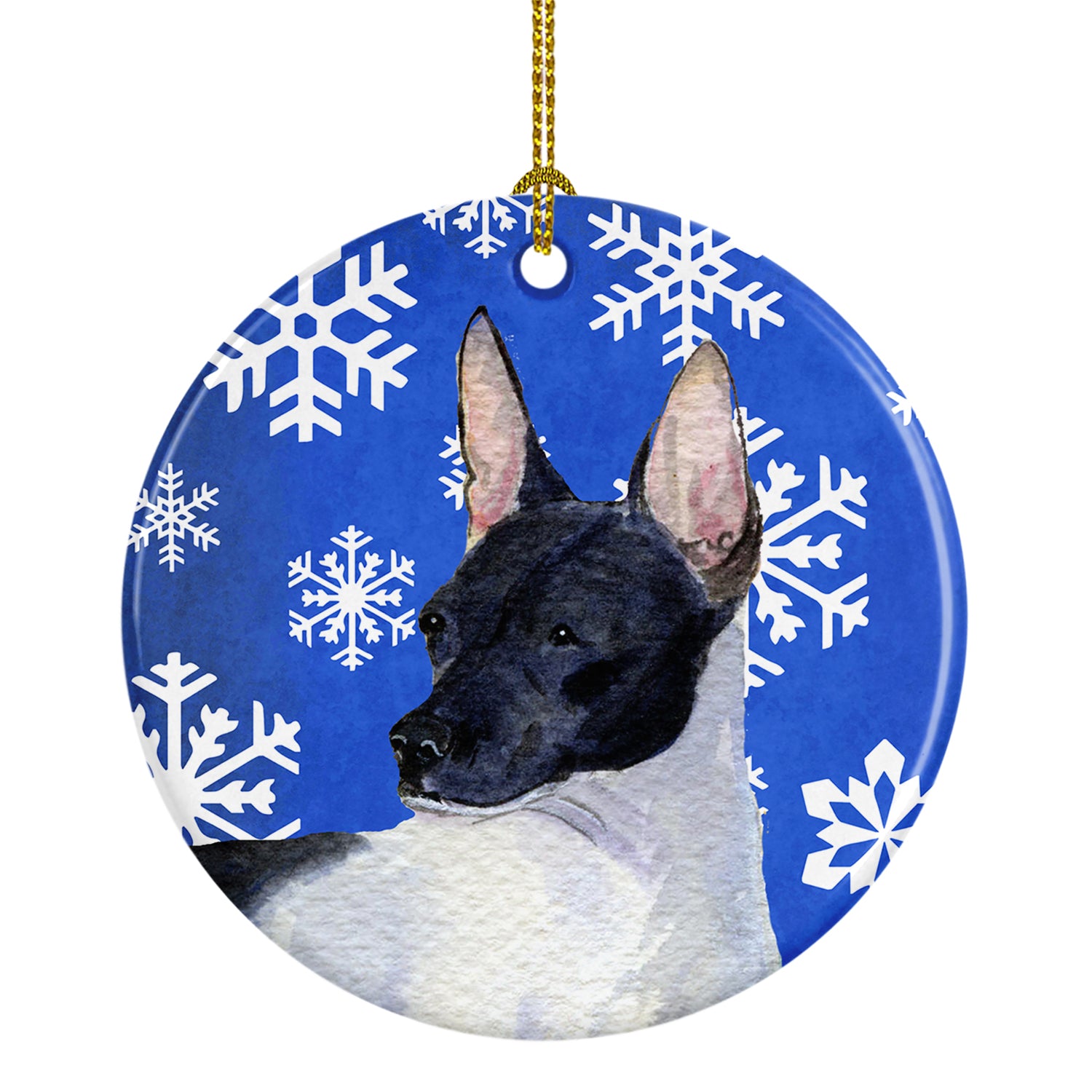 Rat Terrier Winter Snowflakes Holiday Christmas Ceramic Ornament SS4618 - the-store.com