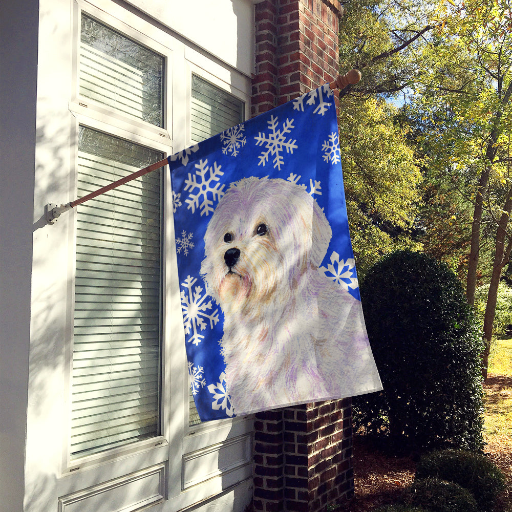 Maltese Winter Snowflakes Holiday Flag Canvas House Size  the-store.com.