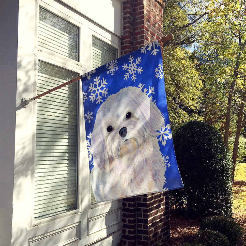 Maltese Winter Snowflakes Holiday Flag Canvas House Size  the-store.com.