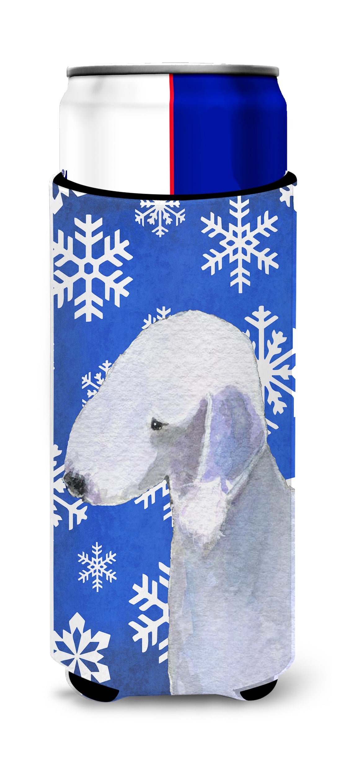 Bedlington Terrier Winter Snowflakes Holiday Ultra Beverage Insulators for slim cans SS4621MUK.