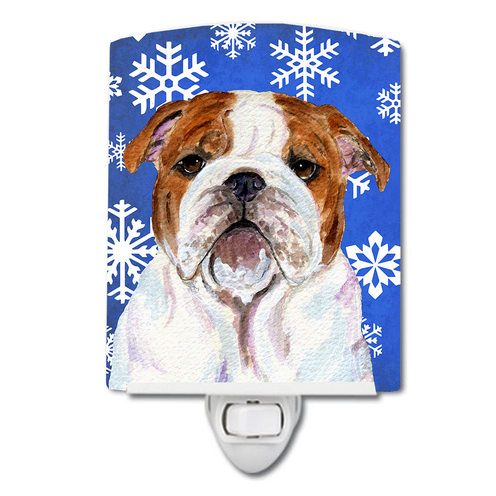 Bulldog English Winter Snowflakes Holiday Ceramic Night Light SS4622CNL - the-store.com