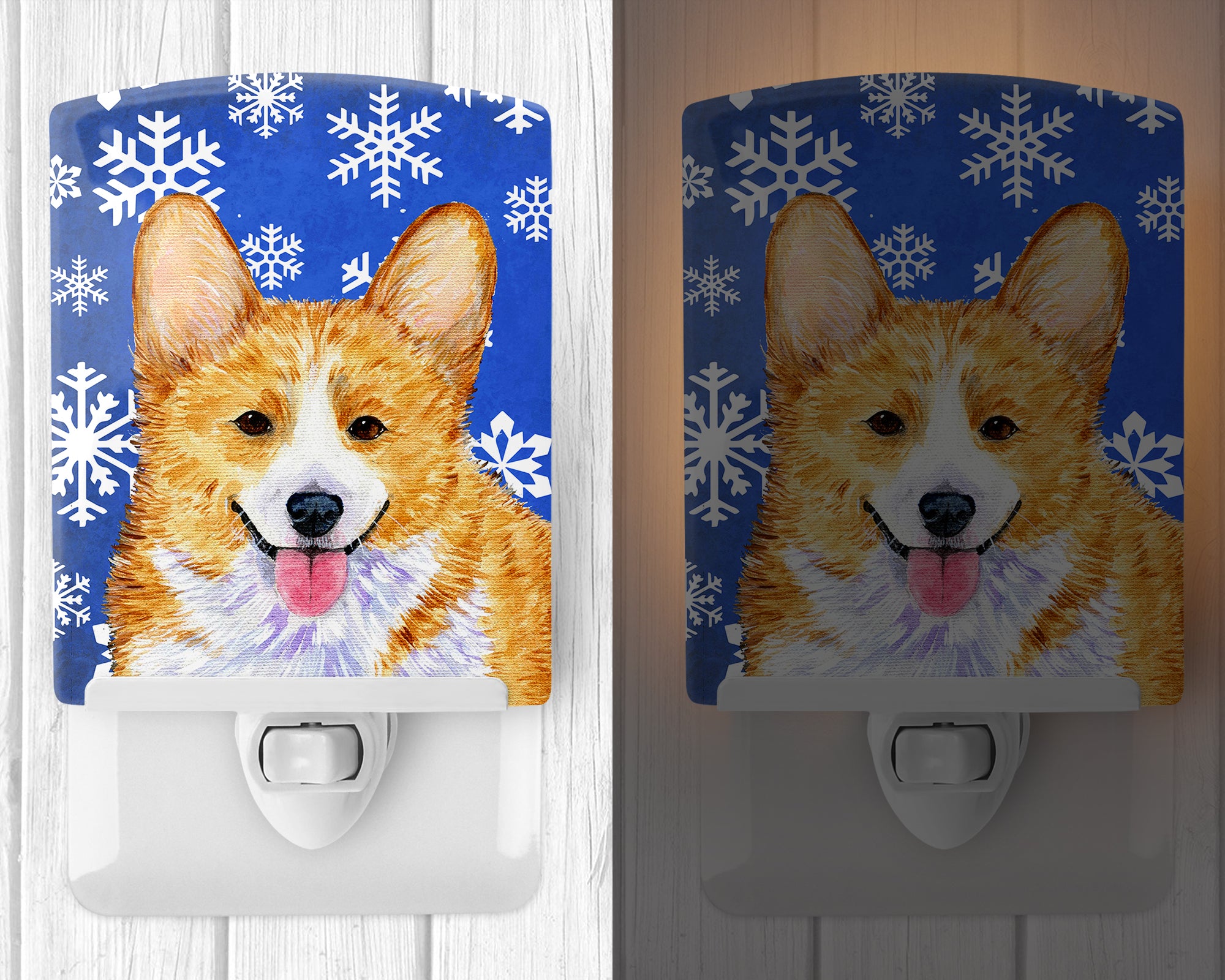 Corgi Winter Snowflakes Holiday Ceramic Night Light SS4624CNL - the-store.com