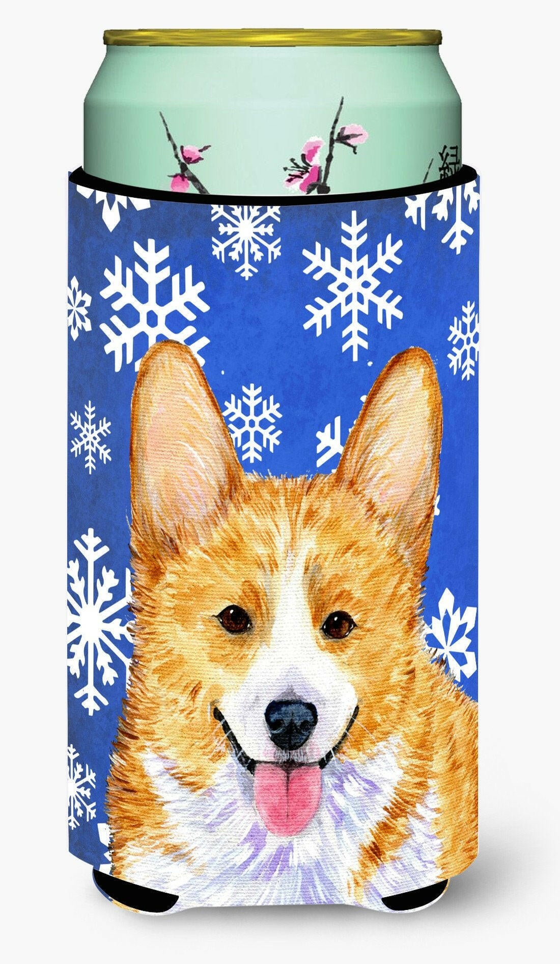 Corgi Winter Snowflakes Holiday  Tall Boy Beverage Insulator Beverage Insulator Hugger by Caroline's Treasures