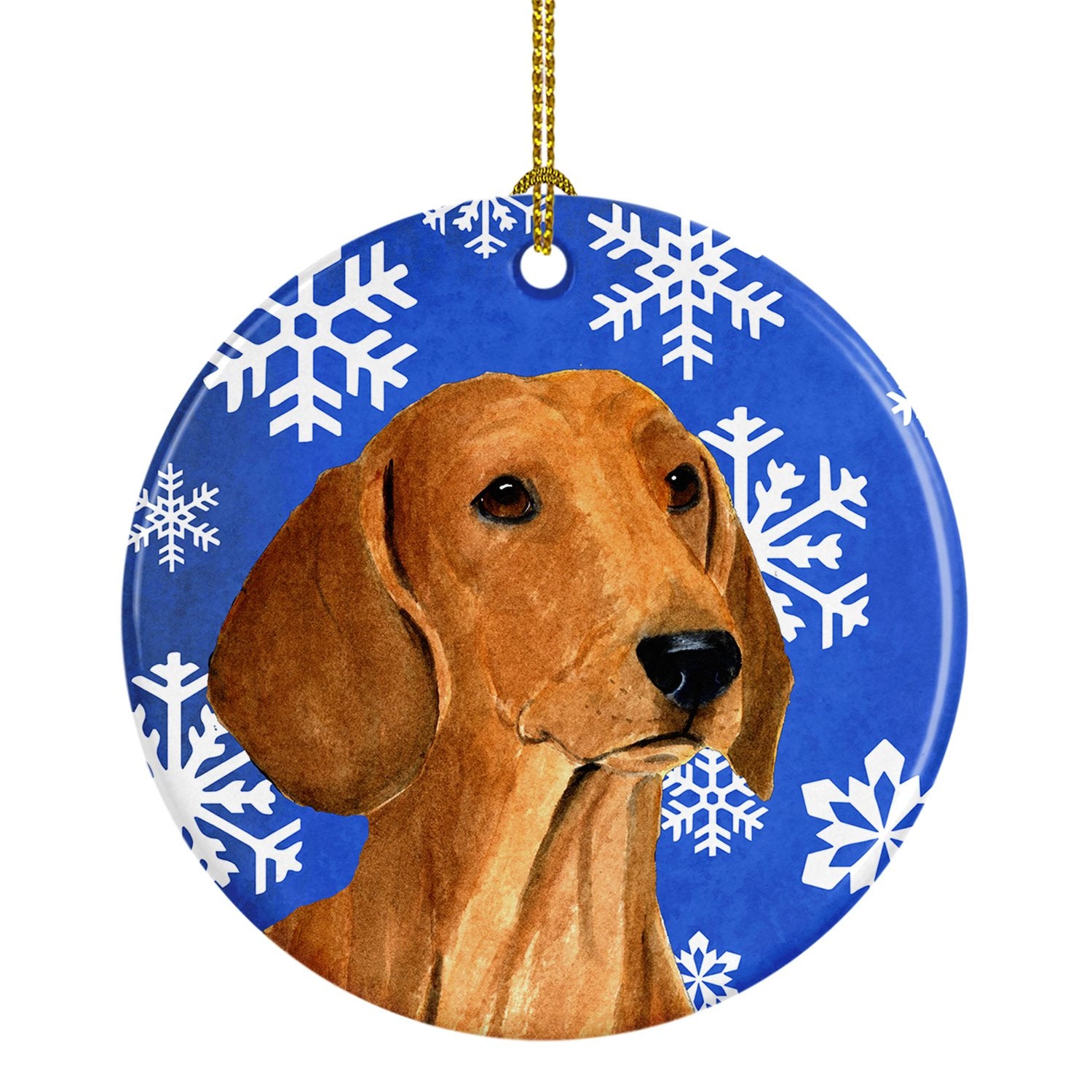 Dachshund Winter Snowflakes Holiday Christmas Ceramic Ornament SS4625 by Caroline's Treasures