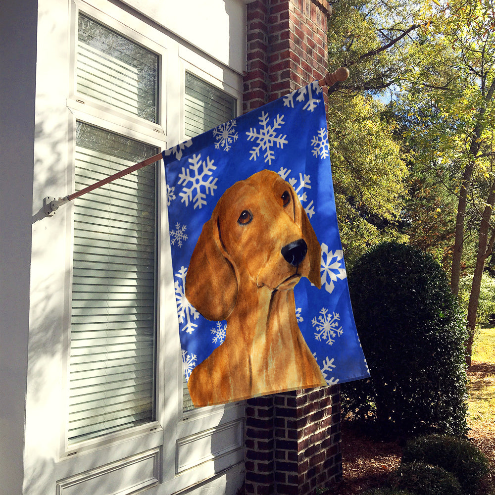 Dachshund Winter Snowflakes Holiday Flag Canvas House Size  the-store.com.