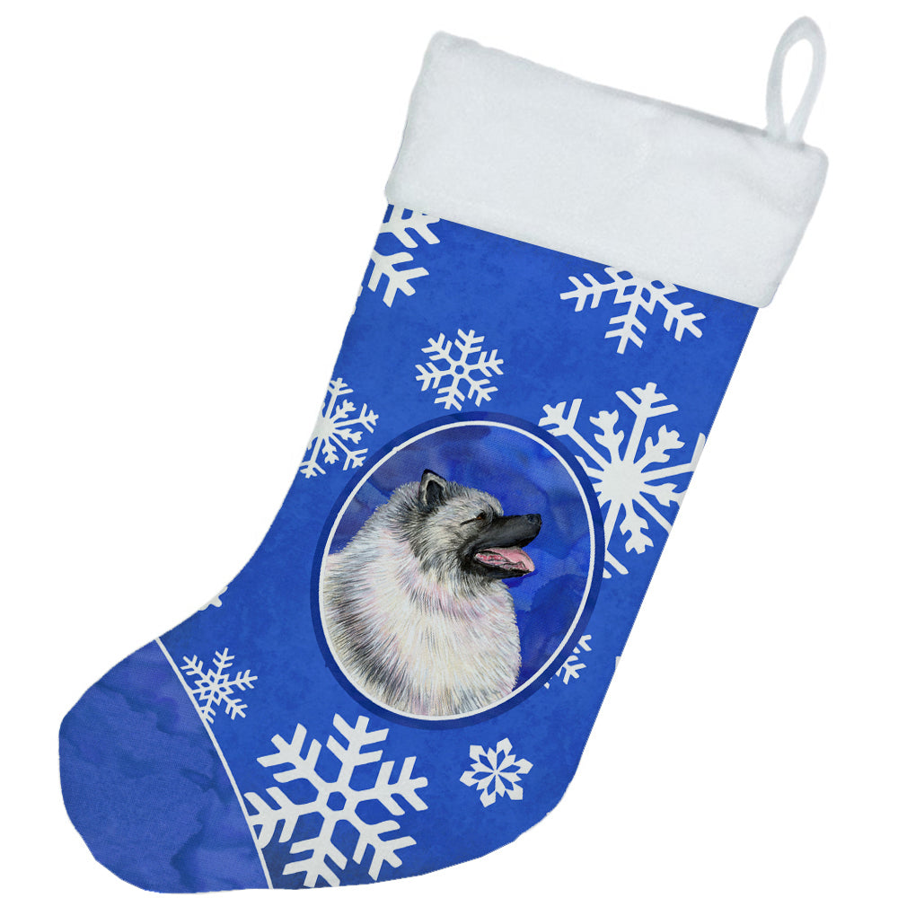 Keeshond Winter Snowflakes Christmas Stocking SS4626  the-store.com.