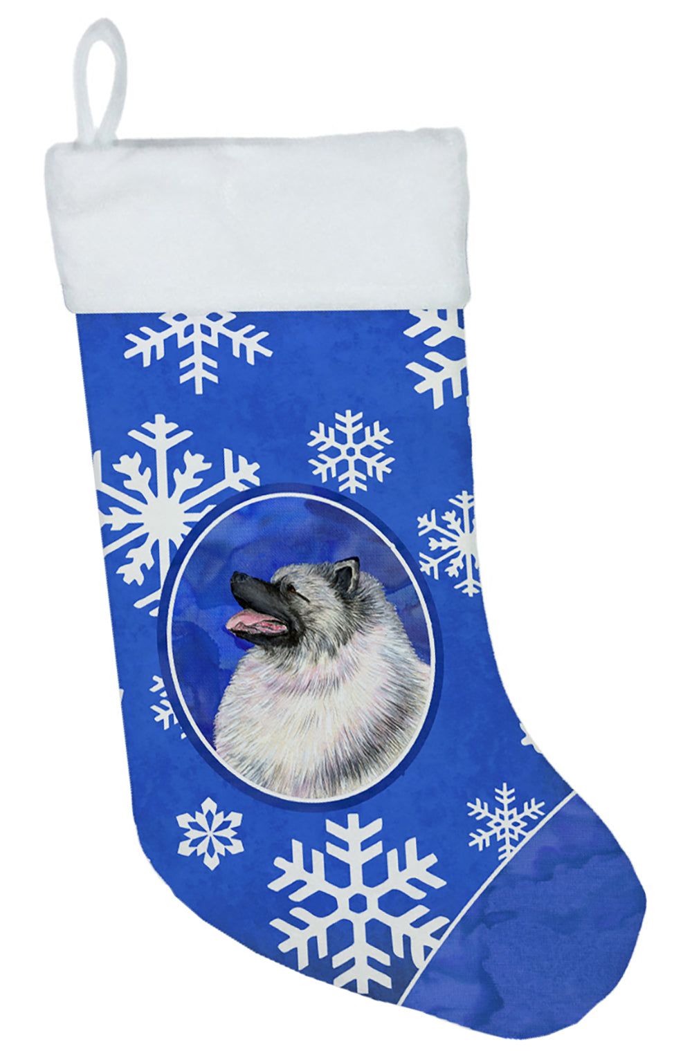 Keeshond Winter Snowflakes Christmas Stocking SS4626  the-store.com.