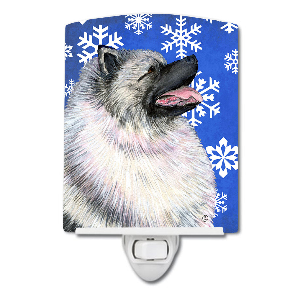 Keeshond Winter Snowflakes Holiday Ceramic Night Light SS4626CNL - the-store.com