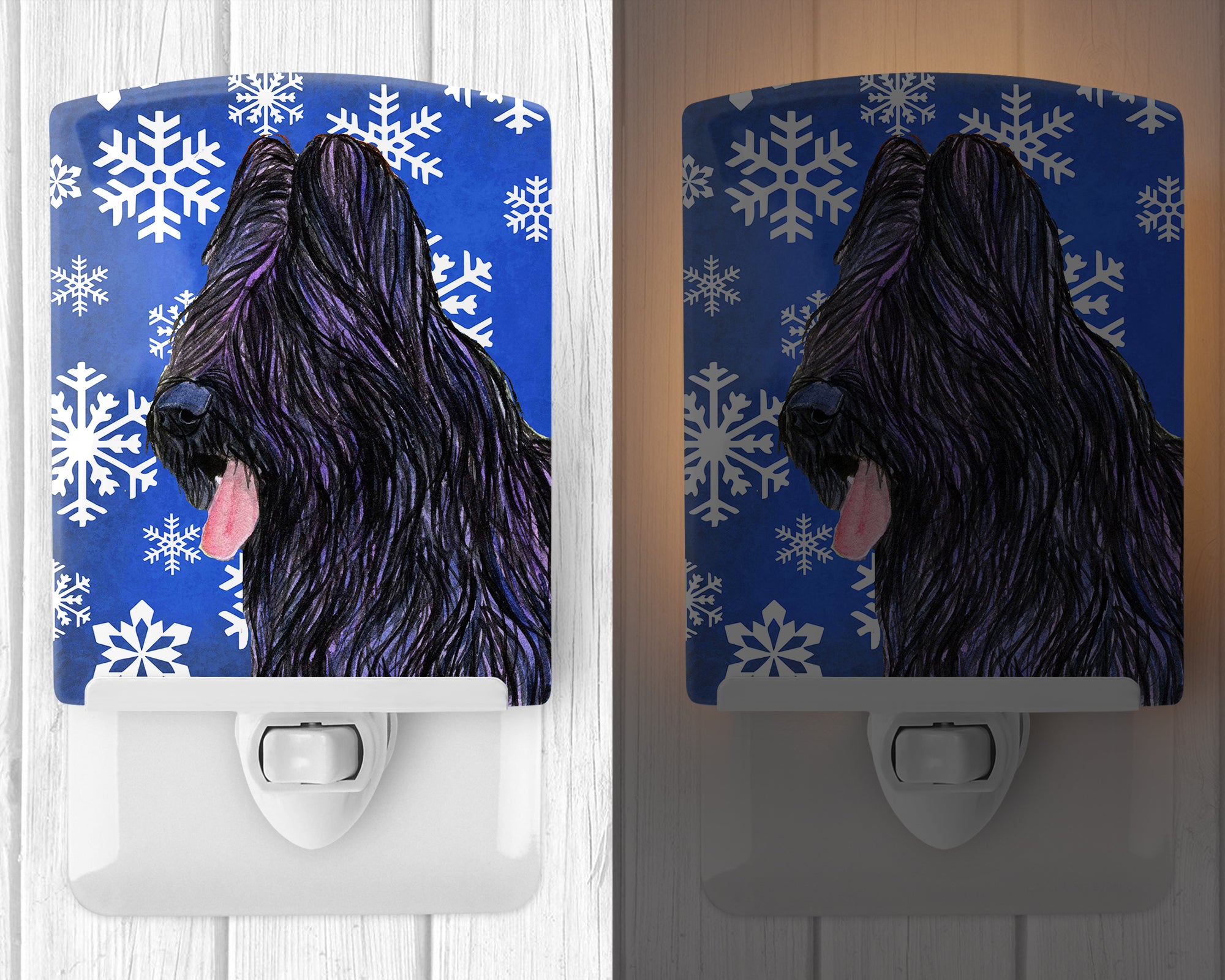 Briard Winter Snowflakes Holiday Ceramic Night Light SS4627CNL - the-store.com