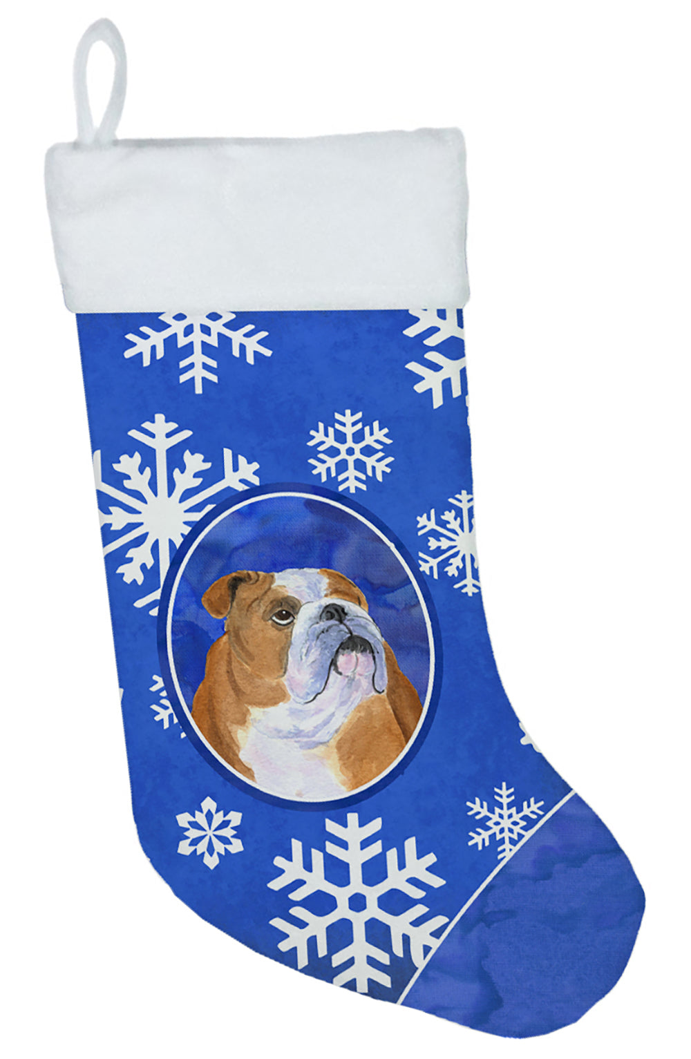 Bulldog English Winter Snowflakes Christmas Stocking SS4629  the-store.com.