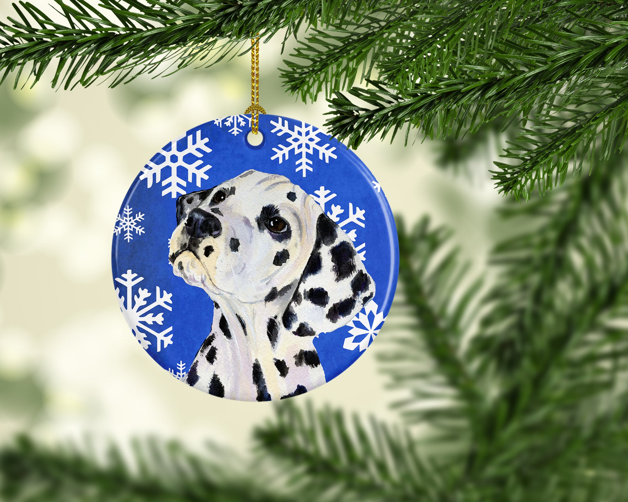 Dalmatian Winter Snowflakes Holiday Christmas Ceramic Ornament SS4630 - the-store.com