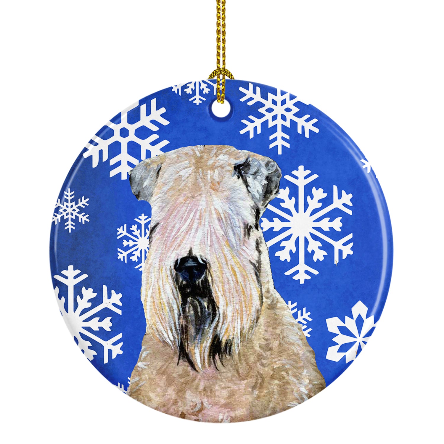 Wheaten Terrier Soft Coated  Snowflakes Holiday Christmas Ceramic Ornament - the-store.com