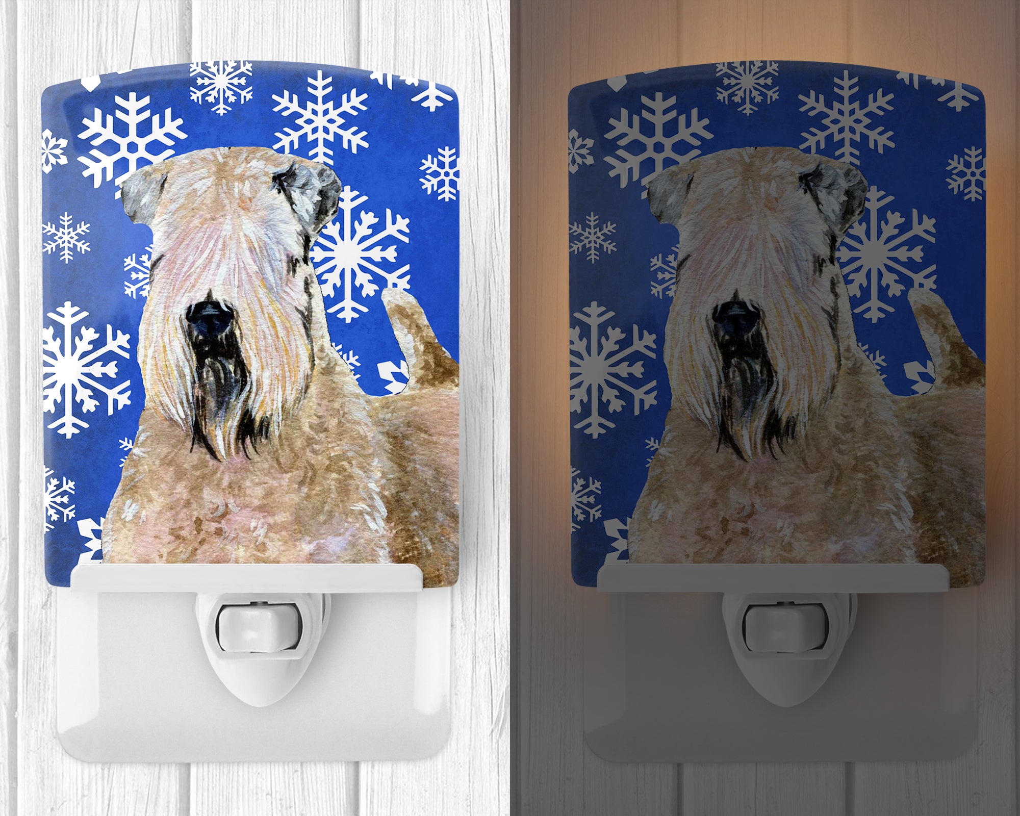 Wheaten Terrier Soft Coated Winter Snowflakes Holiday Ceramic Night Light SS4631CNL - the-store.com